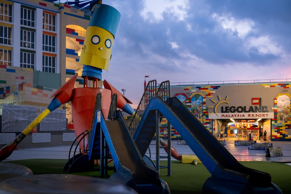 Giant colorful robot sculpture at legoland malaysia resort