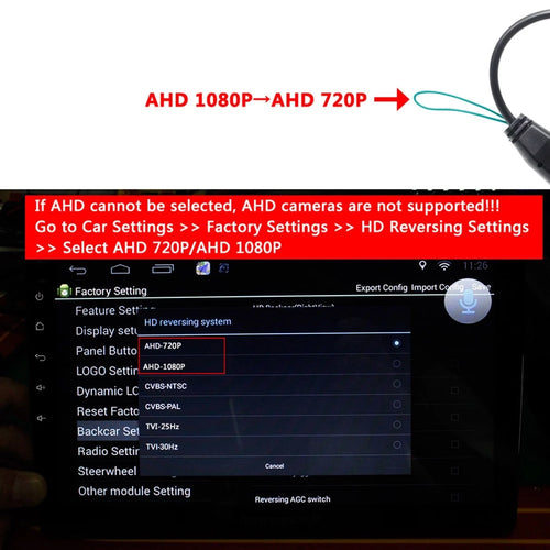 170° AHD 1080P/720P Car Reverse Camera Fisheye Full HD Night Vision Reverse Vehicle Parking Camera AHD Monitor