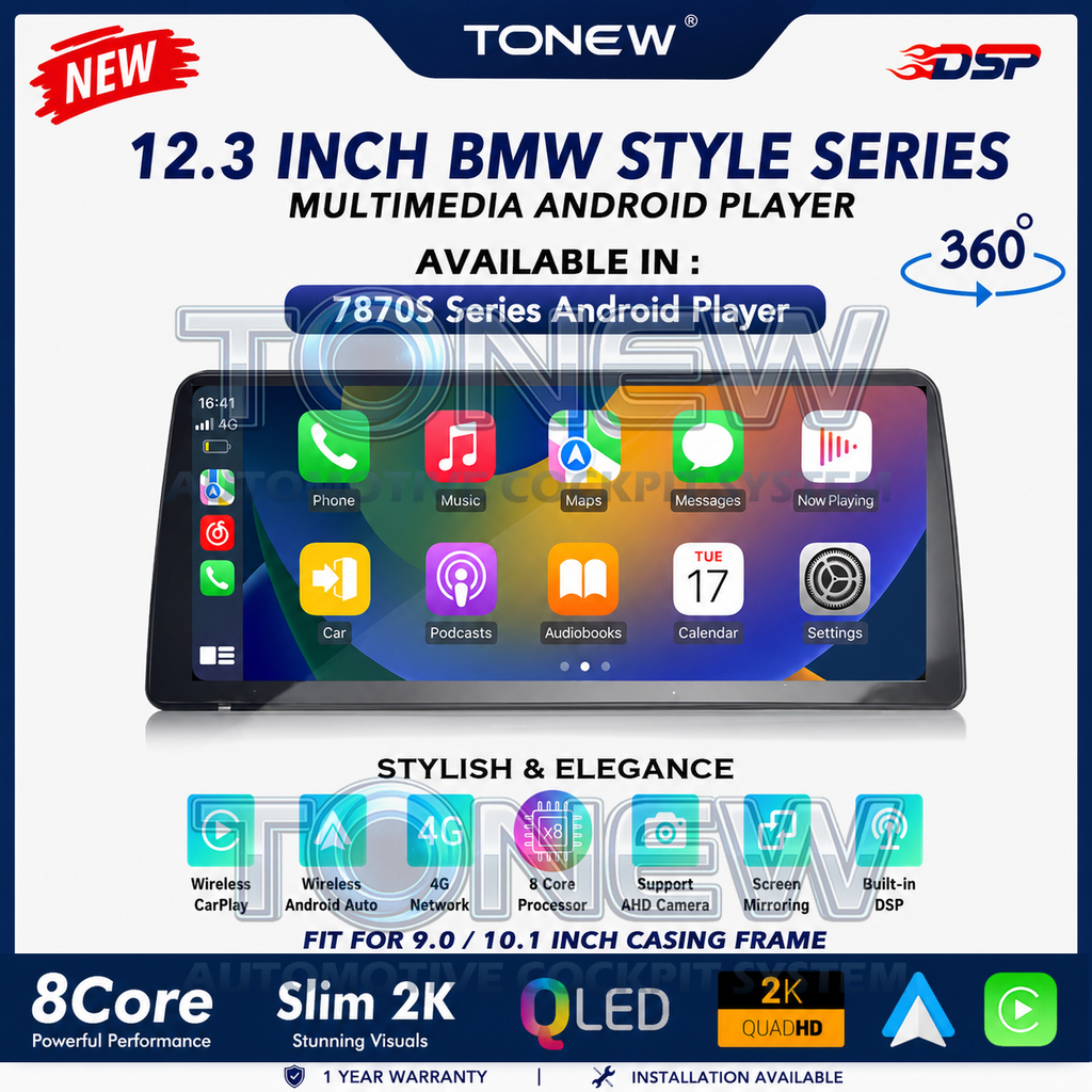 ⚡12.3 Inch 2K Android Player 360⚡7870S 12.3 Inch Android Player 360 BMW Style 4G DSP 6-Way 360 BSM Carplay Day2.my