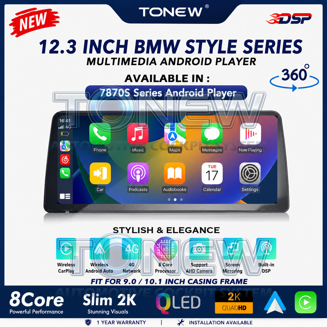 ⚡12.3 Inch 2K Android Player 360⚡7870S 12.3 Inch Android Player 360 BMW Style 4G DSP 6-Way 360 BSM Carplay Day2.my
