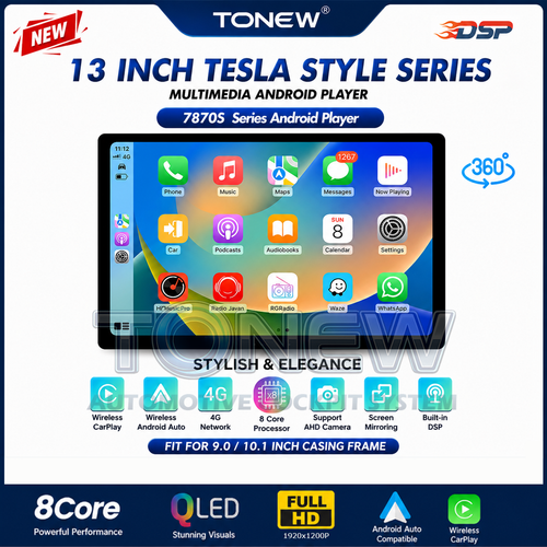 ⚡7870S 13 Inch Android Player 360⚡7870S 13 Inch Android Player 360 Universal 4G DSP Wireless Carplay Auto 2K 2.7GHz Day2.my