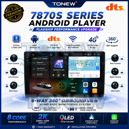 [READY STOCK]⚡7870S Android Player 6-Way 360 2K⚡7870 Android Player 2K 8 Core 2.7GHz CPU Blind Spot DTS RDS Carplay/Android Auto Day2.my