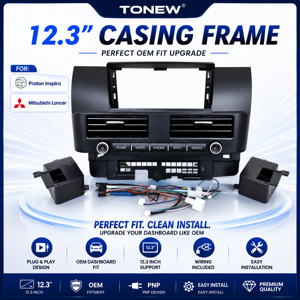 Proton Inspira Mitsubishi Lancer Android Casing 12.3 Inch with Aircon Outlet 12.3 Power Socket Plug and Play Day2.my
