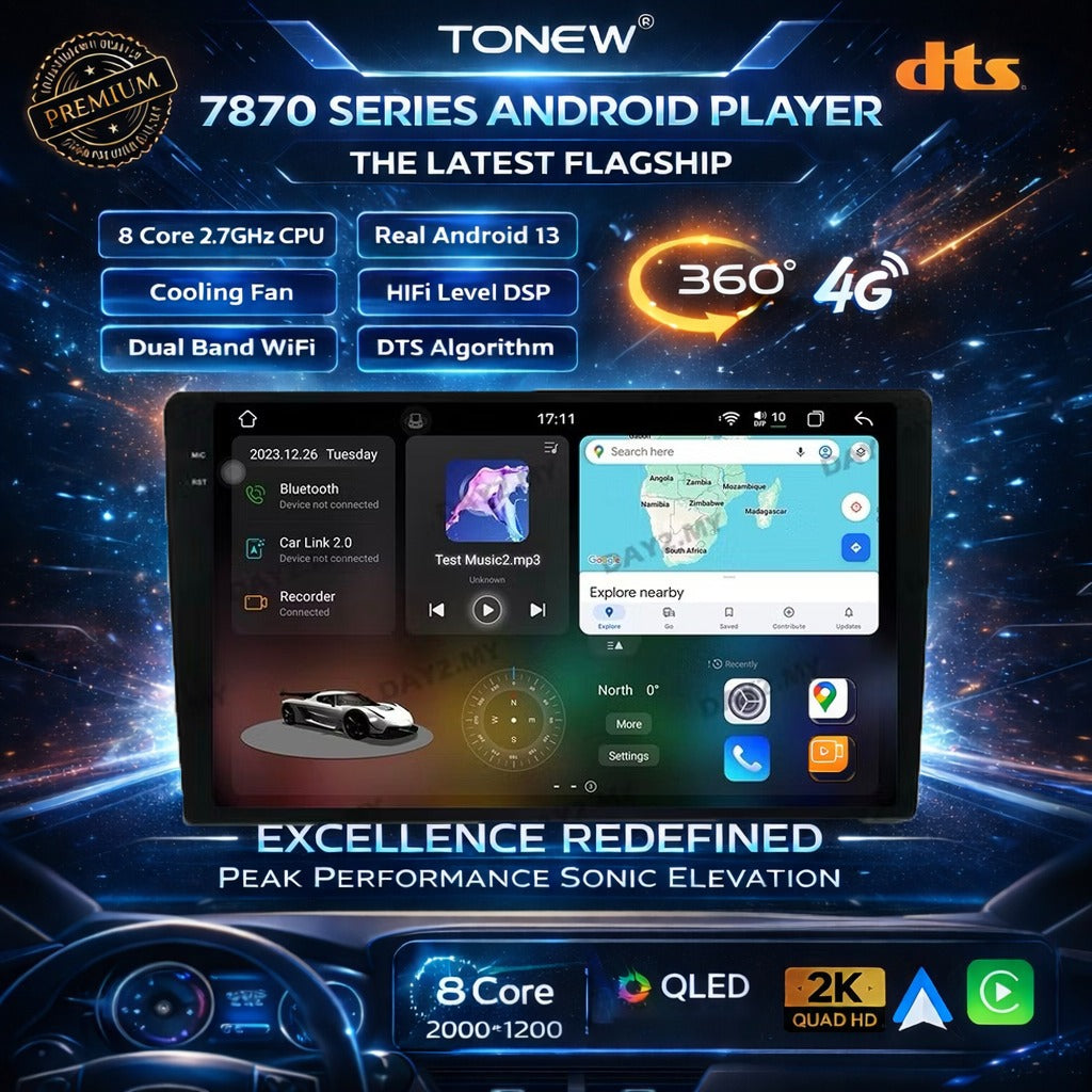 [READY STOCK]⚡7870S Android Player 2K 360 View⚡7870 Android Player 2K Latest 2.7GHz CPU 2000*1200 9.5/10.36 Inch Carplay/Android Auto