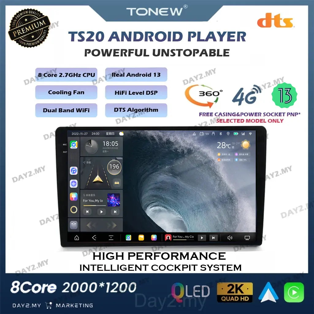 ⚡TS20 Android Player 2K 360⚡TS20 Android Player 2K Latest Premium 2.7GHz CPU DTS 9.5/10.36 Inch Carplay/Android Auto Day2.my