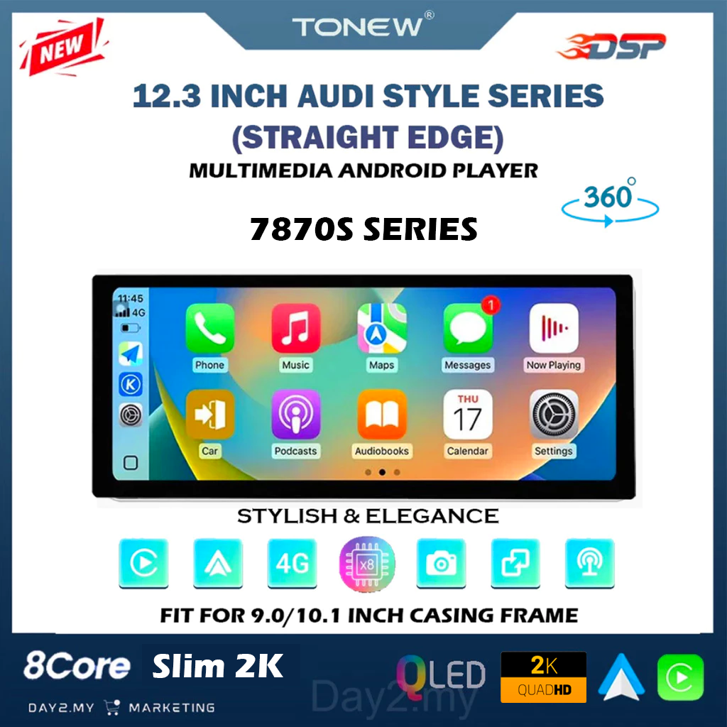⚡12.3 Inch 2K Android Player 360⚡ 7870S Android Player 12.3 Inch 360 Audi Style 4G DSP Wireless Carplay Auto Day2.my