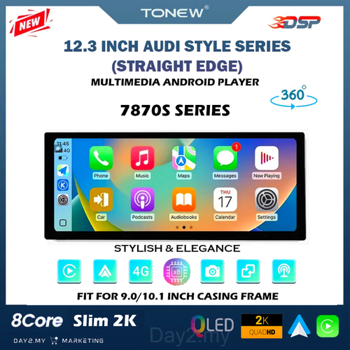 ⚡12.3 Inch 2K Android Player 360⚡ 7870S Android Player 12.3 Inch 360 Audi Style 4G DSP Wireless Carplay Auto Day2.my