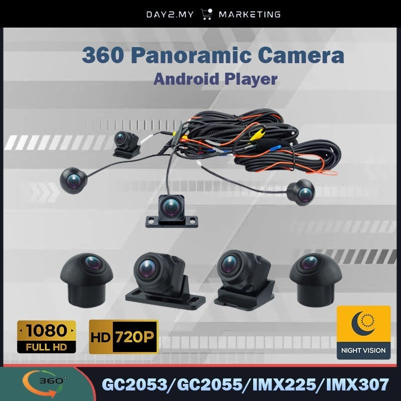 1080P 360 Panoramic Camera Set Night Vision IP68 Waterproof Android Player Day2.my